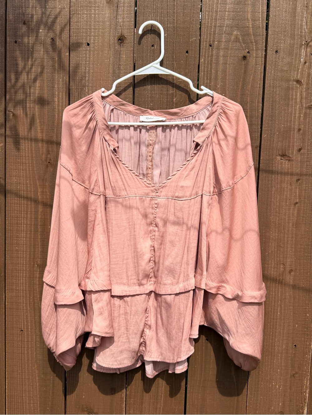 Mustard Seed Blush Pink Tiered Peasant Blouse